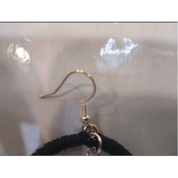 Woven Bohemian Tasseled Earrings In Black - Picture 7 of 7